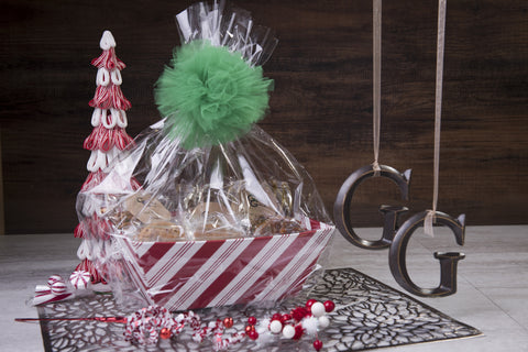 #504 Red/White Candy Stripped Basket Tray