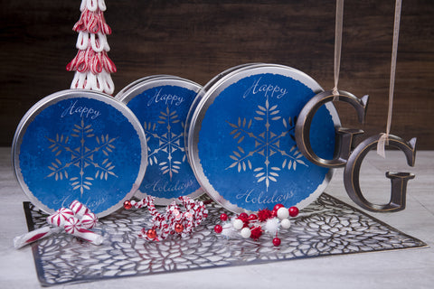 #409 Blue Snowflake Holiday Season Tin