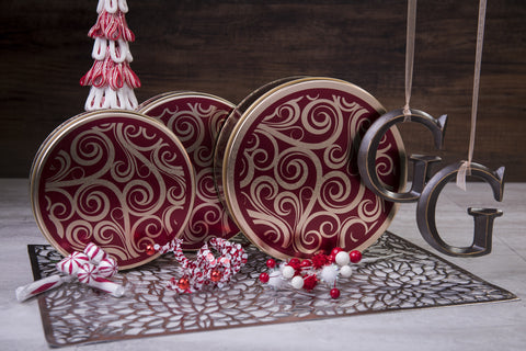 #406 Red/Gold Swirl Tin