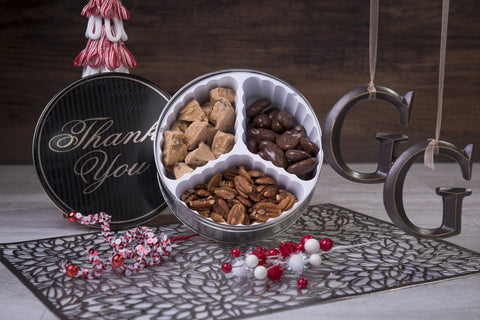 #400  Black/Gray Pinstripe Gold Lettering "Thank You" Tin